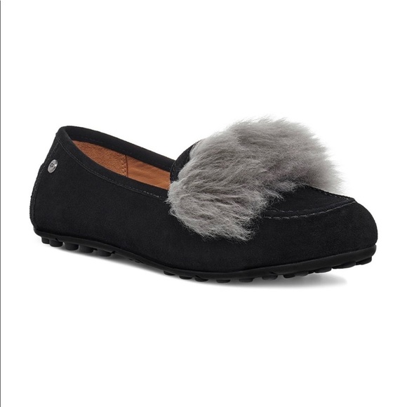 New Women's Ugg Wisp Suede Loafer in Black & Charcoal Size 6 - Picture 1 of 16